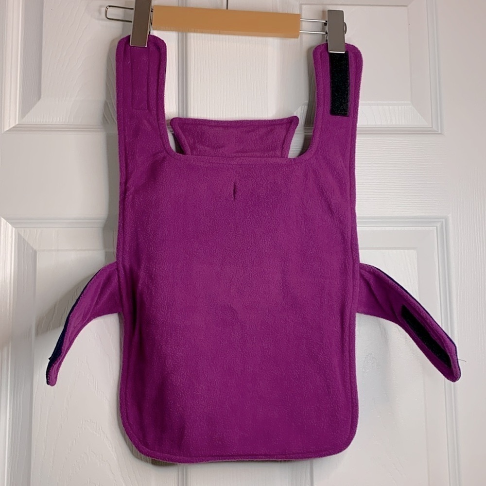 Puppy Dog Jacket Coat Purple and Navy Fleece Jersey Knit Velcro Flaps Size Small